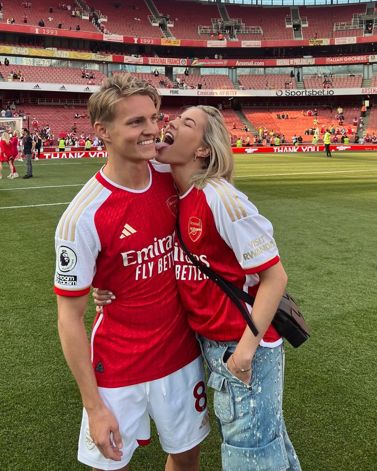Martin Odegaard goes public with girlfriend Helene Spilling with stunning  dancer pictured licking Arsenal star's face | The Irish Sun