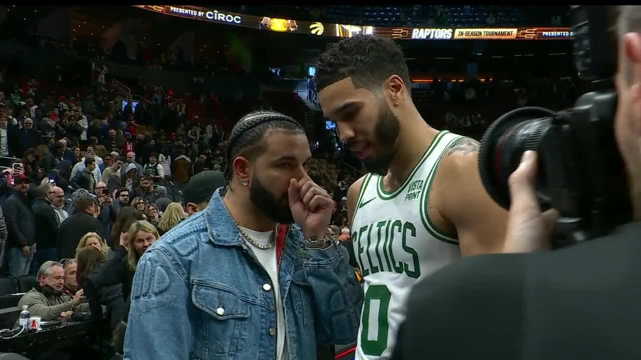 Drake and Jayson Tatum talk after Celtics vs. Raptors  | NBA on ESPN -  YouTube