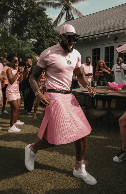 Lebron James throws a backyard BBQ and dance party to celebrate his new  baby girl on the way. : r/midjourney