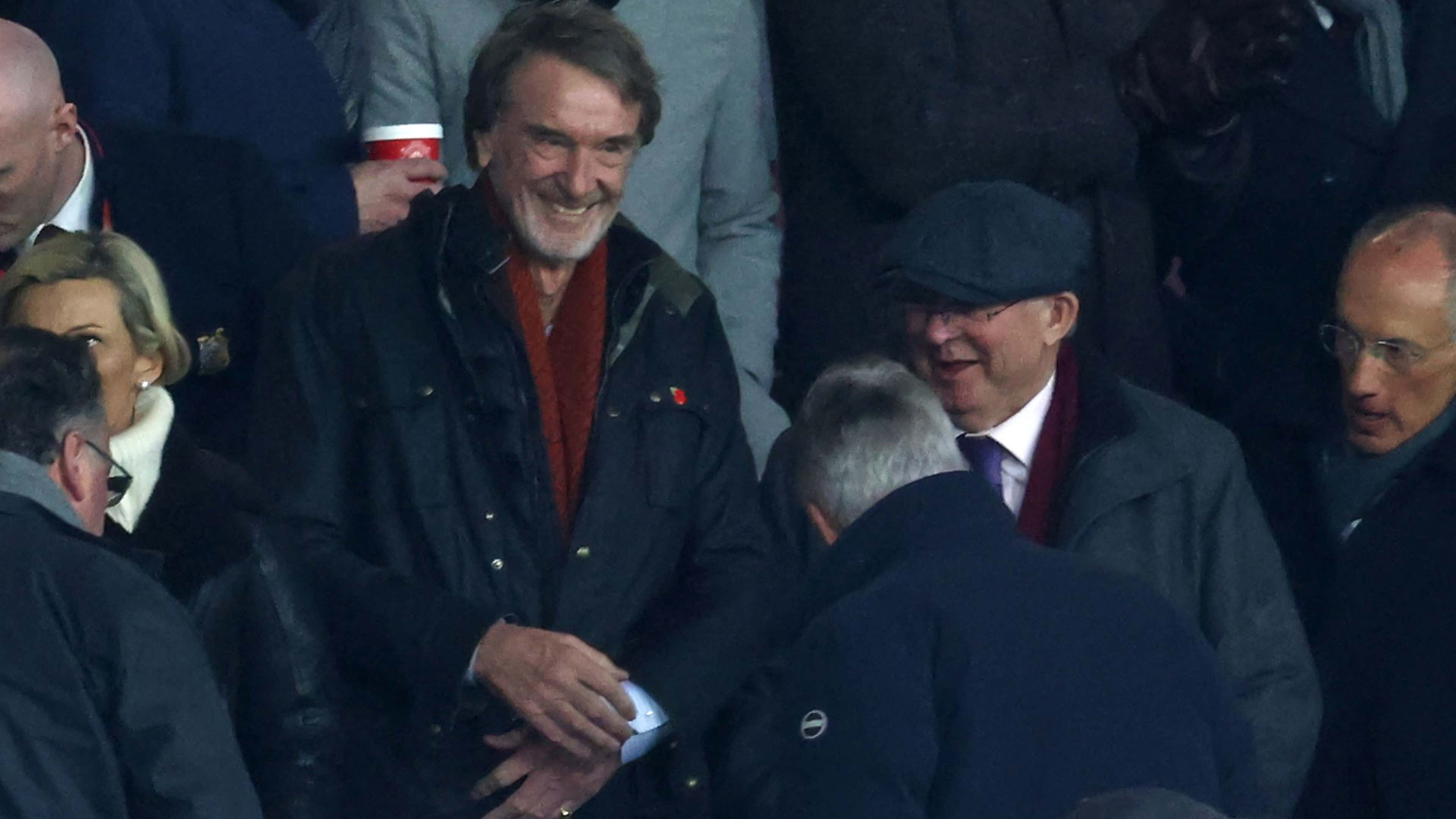 WATCH: Man Utd's two Sirs already getting on famously! New Red Devils co-owner Jim Ratcliffe all smiles sat next to Alex Ferguson for Tottenham clash - as Wayne Rooney returns to Old