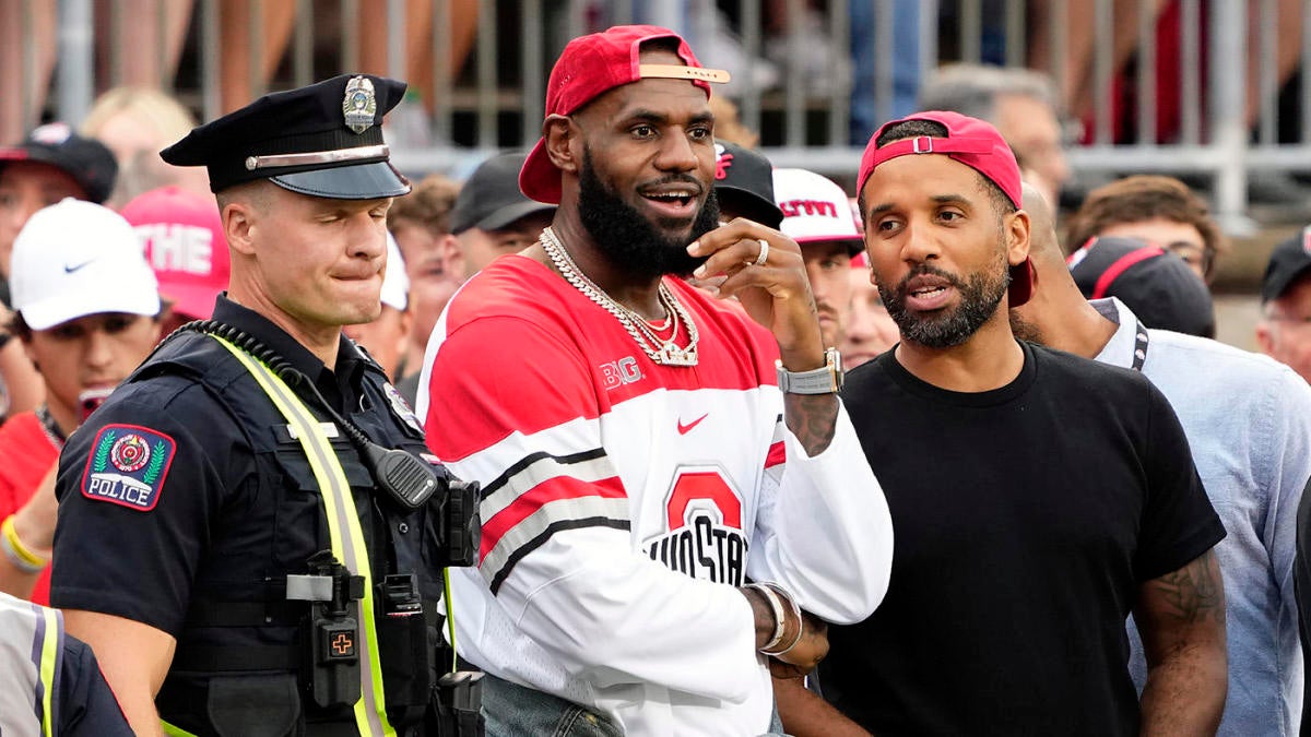 WATCH: LeBron James, Bronny James fire up Ohio State fans ahead of top-five  showdown with Notre Dame - CBSSports.com