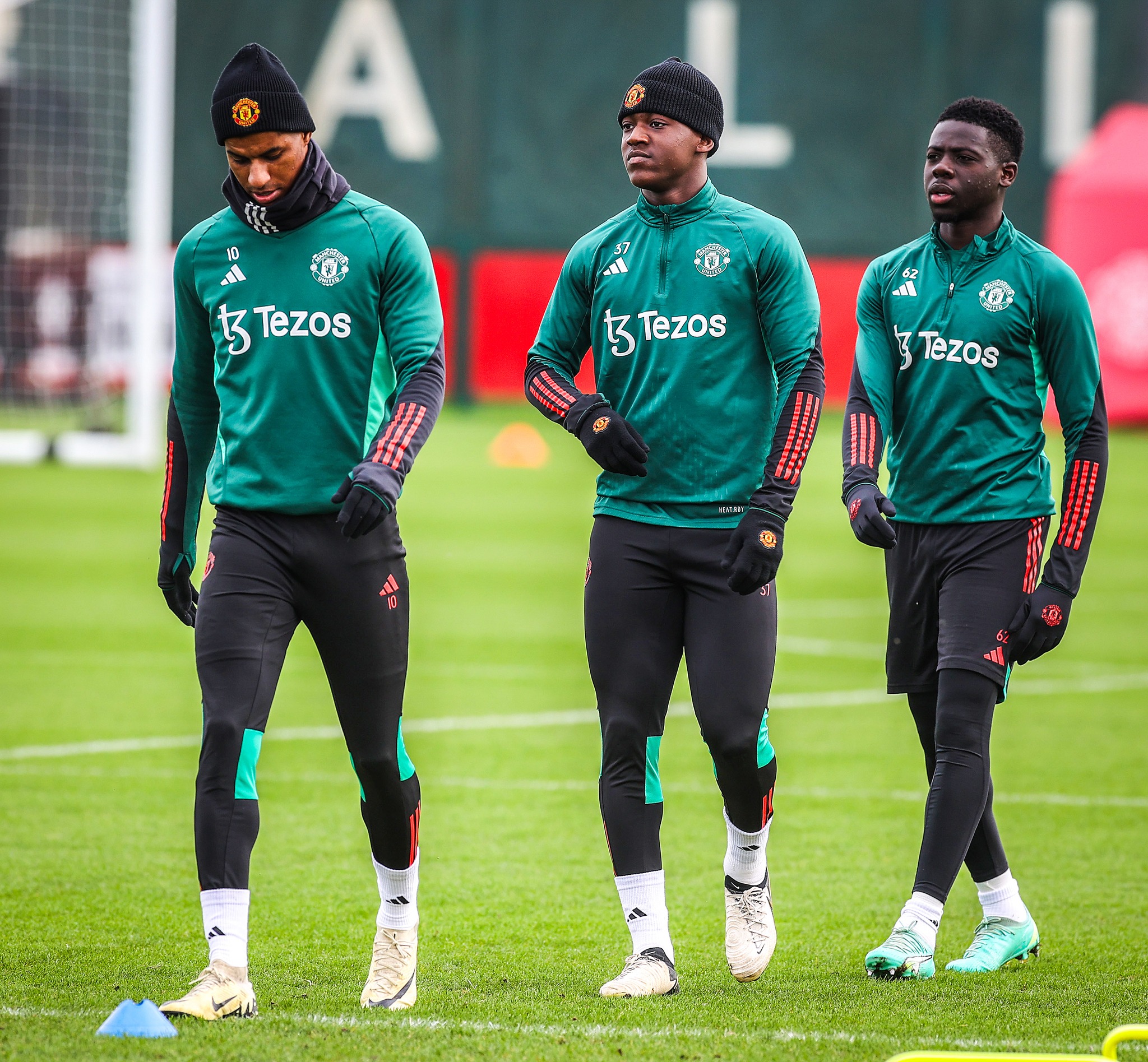 Marcus Rashford, Kobbie Mainoo and Omari Forson.