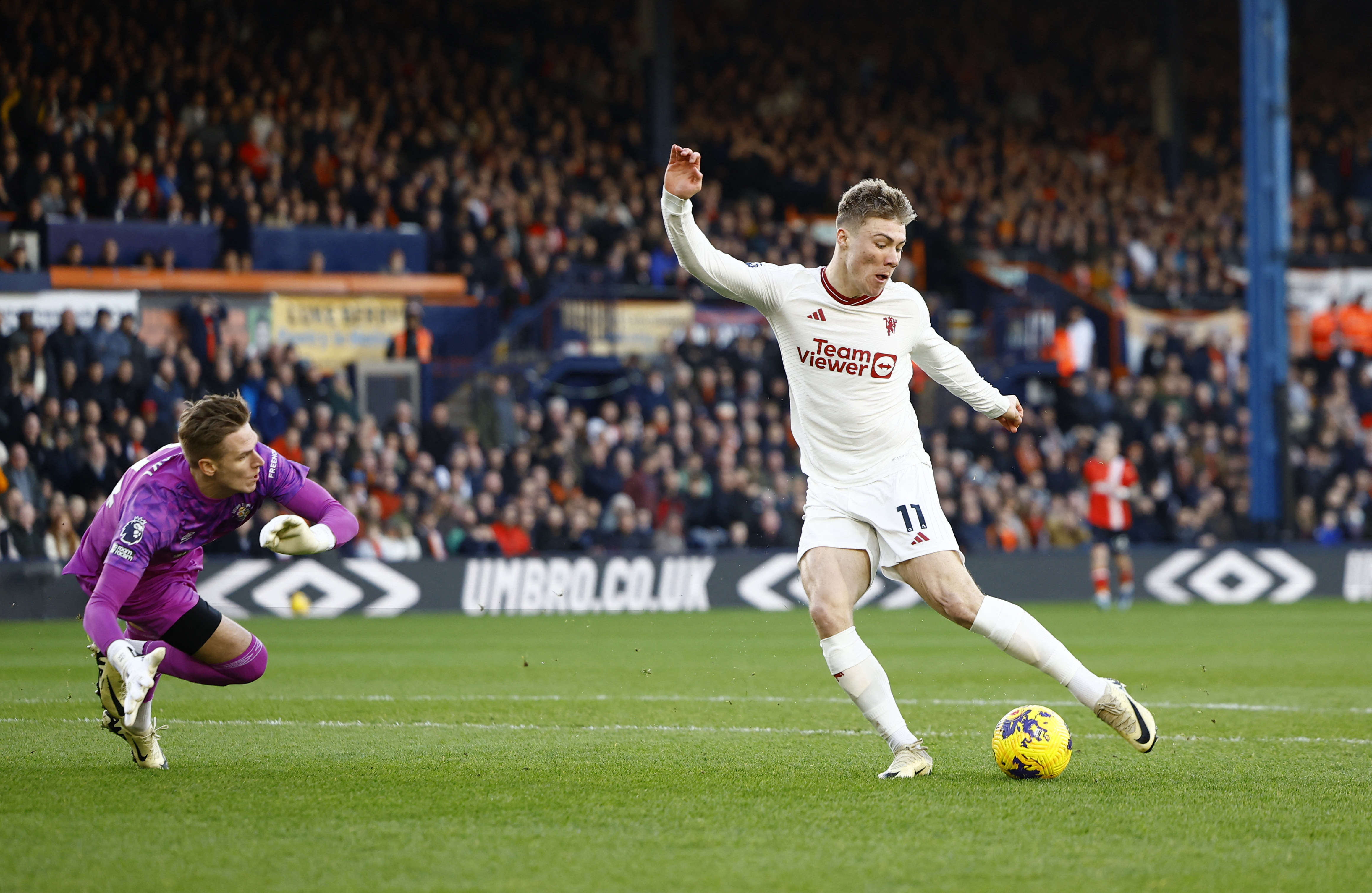 Rasmus Hojlund broke a Premier League record just 37 seconds into the clash against Luton