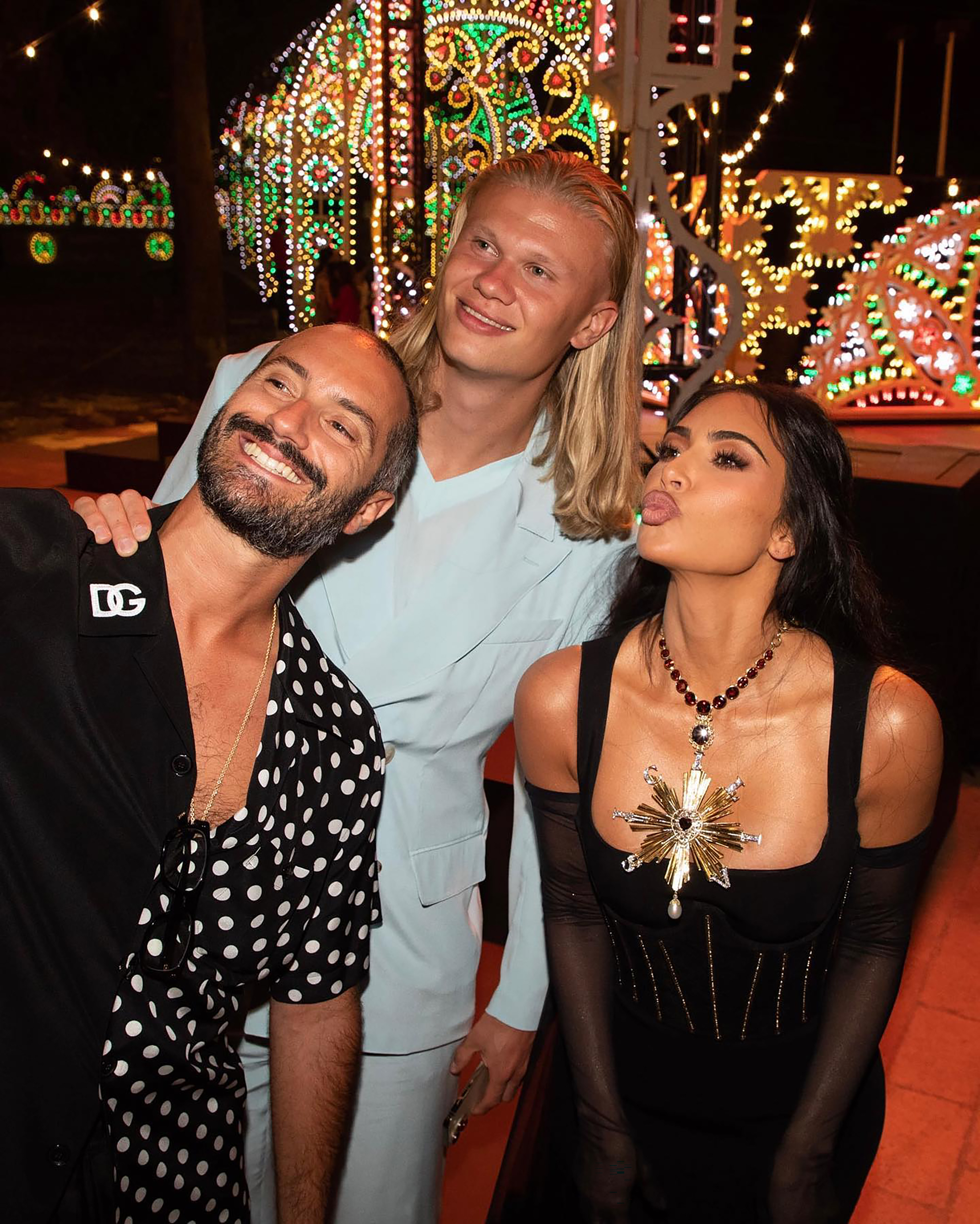 Erling Haaland posed for a snap with Kim Kardashian at a Dolce&Gabbana event