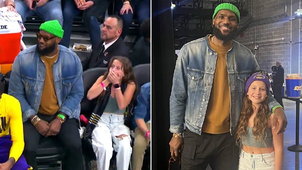 Young fan's reaction goes viral when LeBron James sits next to her  courtside - YouTube