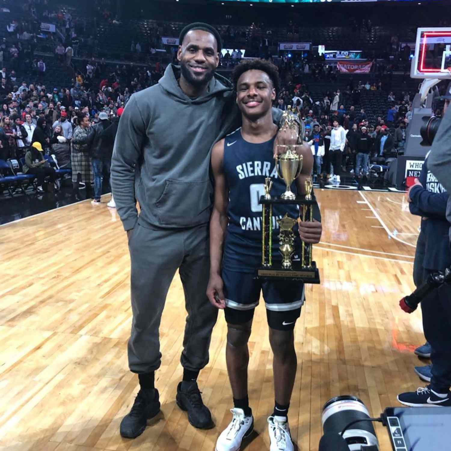 LeBron James Celebrates Son Bronny's Monster Dunk on the Court