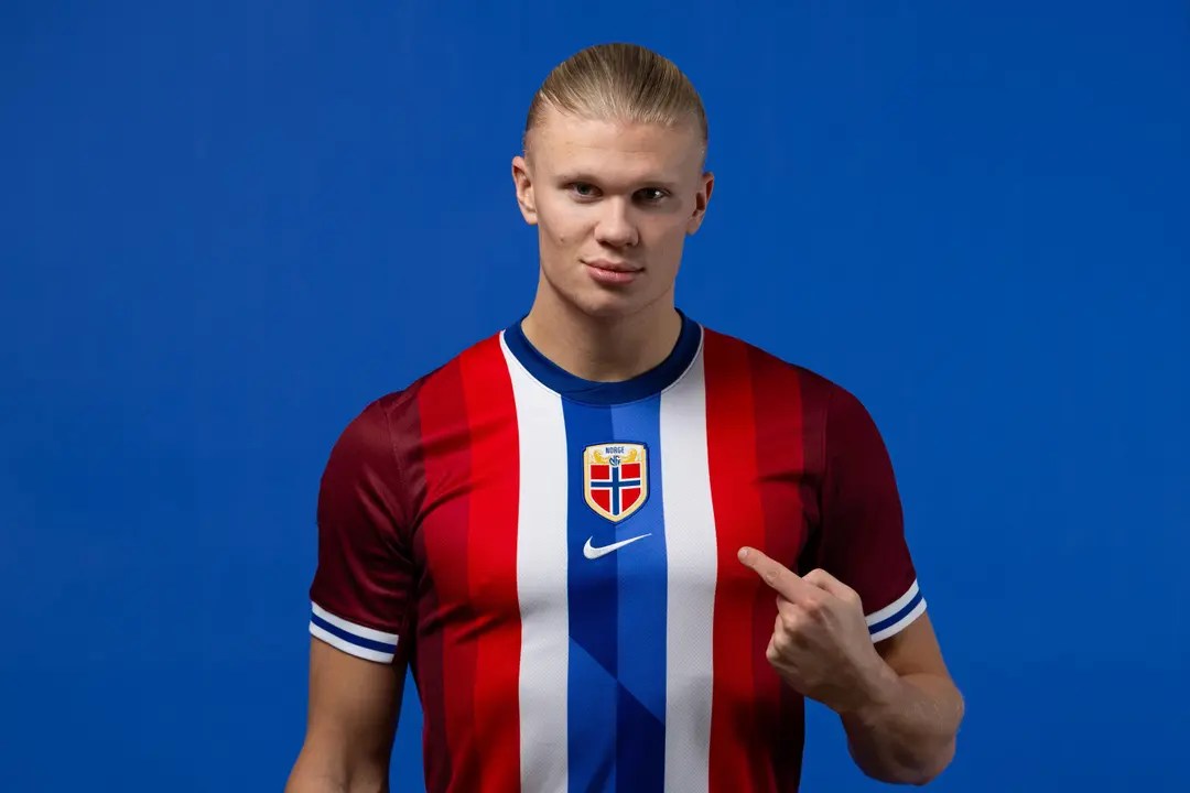 Haaland proudly shows off Norway's stunning new kit - but he'll only be wearing it in friendlies