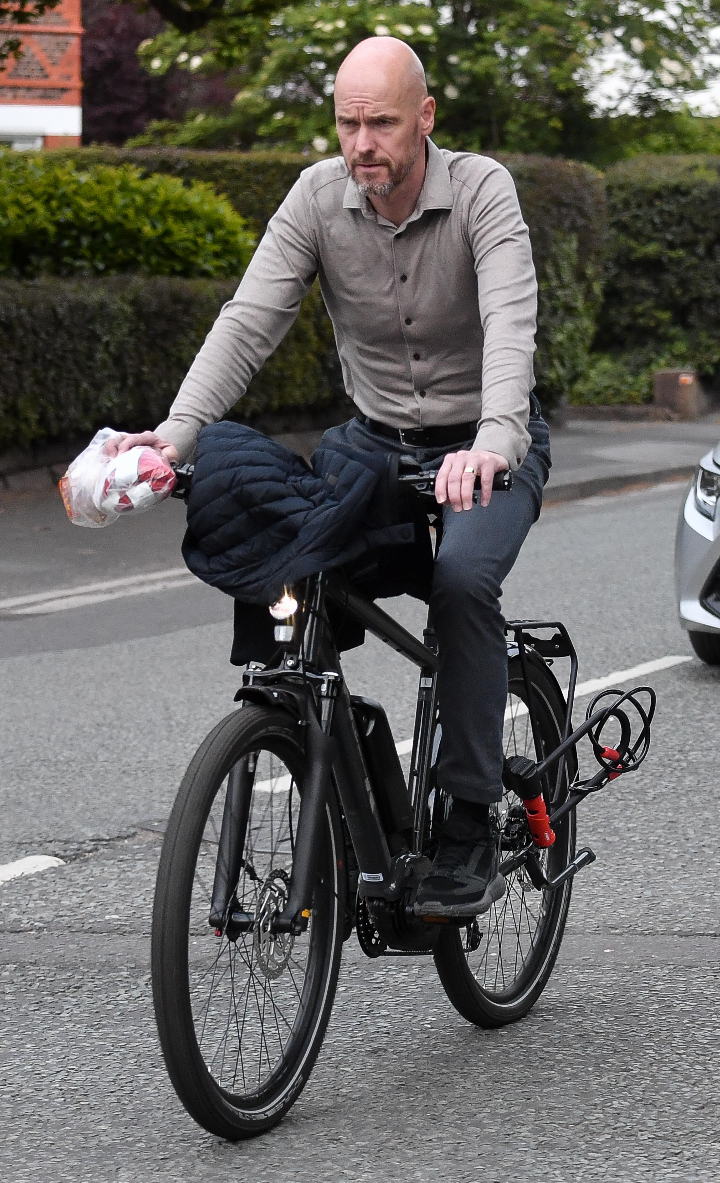 Erik ten Hag was spotted riding his bike after securing Champions League football