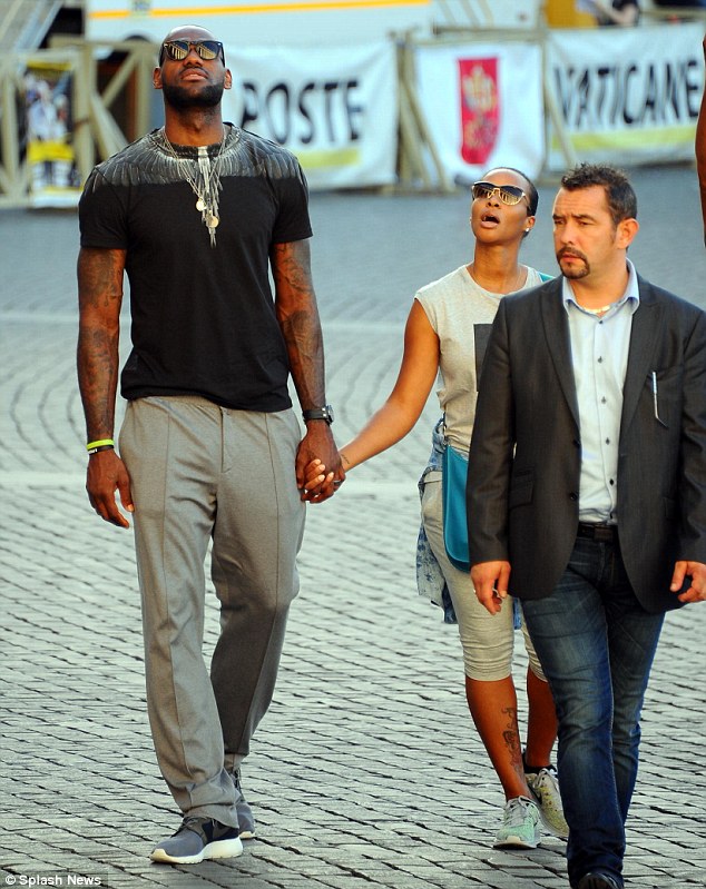 LeBron James walked hand in hand with Savannah at iconic Roman tourist sites during their honeymoon trip