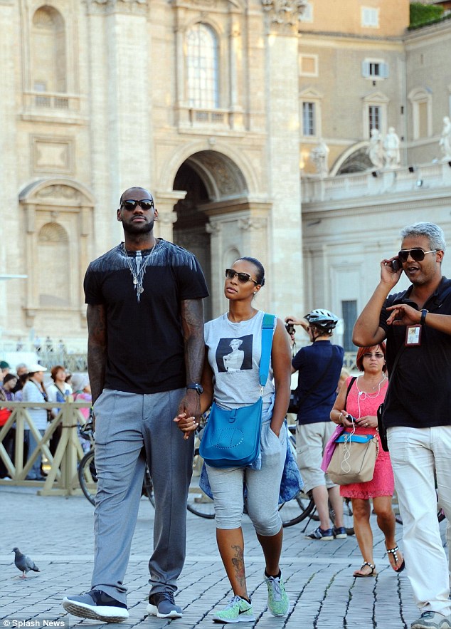 LeBron James walked hand in hand with Savannah at iconic Roman tourist sites during their honeymoon trip