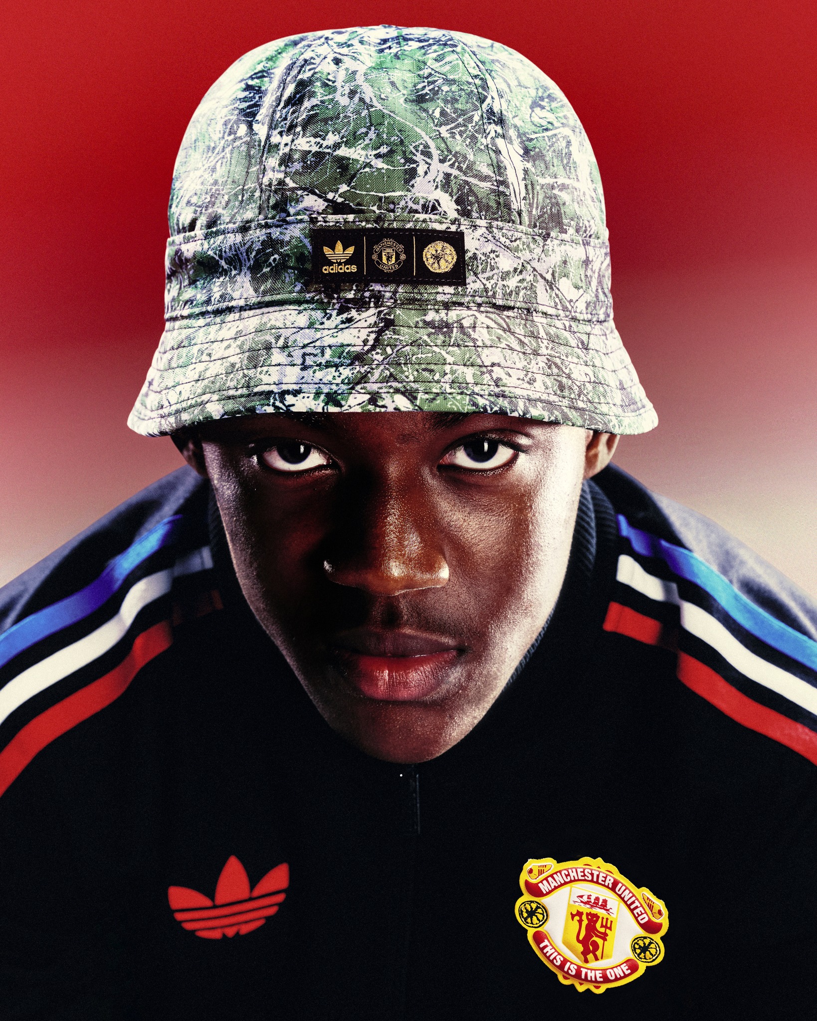 SON OF DEVIL: Man Utd star Kobbie Mainoo made a cool pose as collaborating with Adidas to announce special edition kit Stone Roses