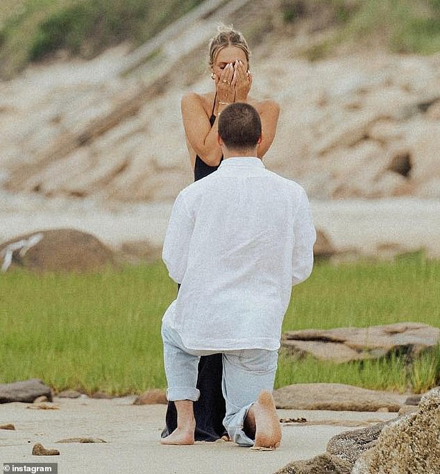 Payton popped the question in front of family and friends on a beach in Cape Cod, Massachusetts