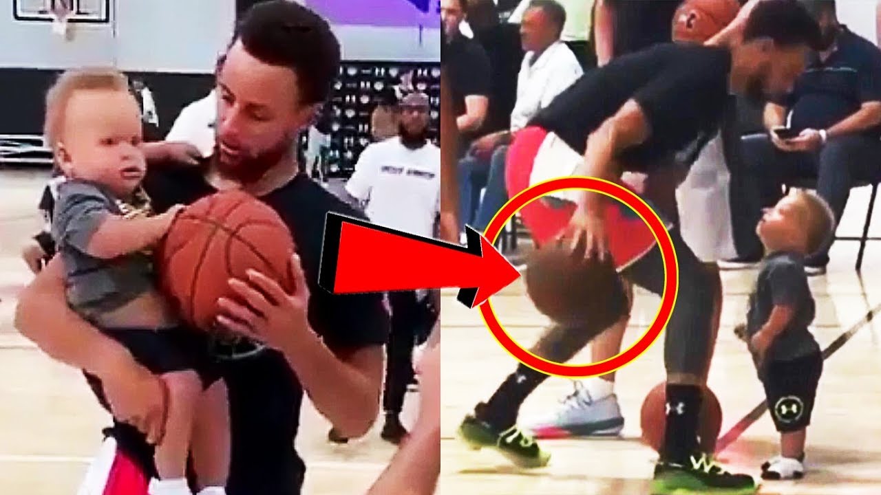 Stephen Curry Teaches His 1-Year Old Son, Canon Curry How To Dribble!