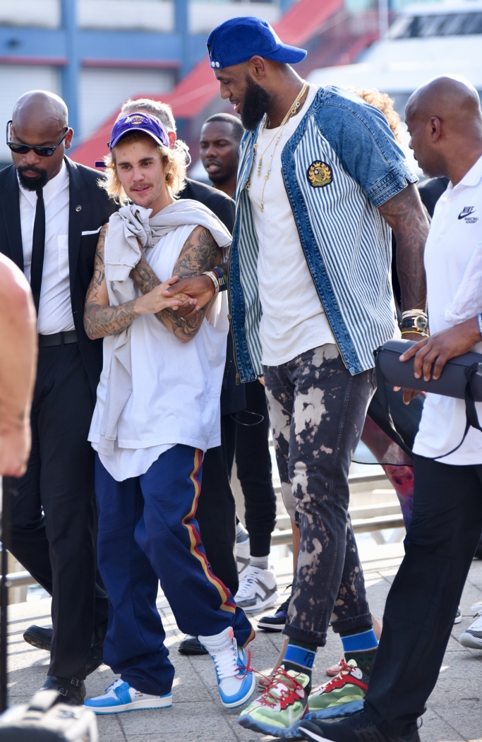 lebron james, justin bieber, John Elliott spring 2019, new york fashion week, @Nike React Element 87 sneakers, off-white nike jordan 1 unc