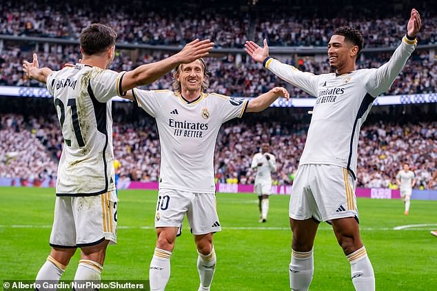 Hala Madrid! Real Madrid are crowned LaLiga CHAMPIONS after Barcelona's 4-2  defeat at Girona hands their bitter rivals a record-extending 36th league  title with four matches remaining | Daily Mail Online