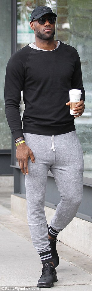 NBA star LeBron James looked casual in tight pants while walking around drinking gentle chilled coffee