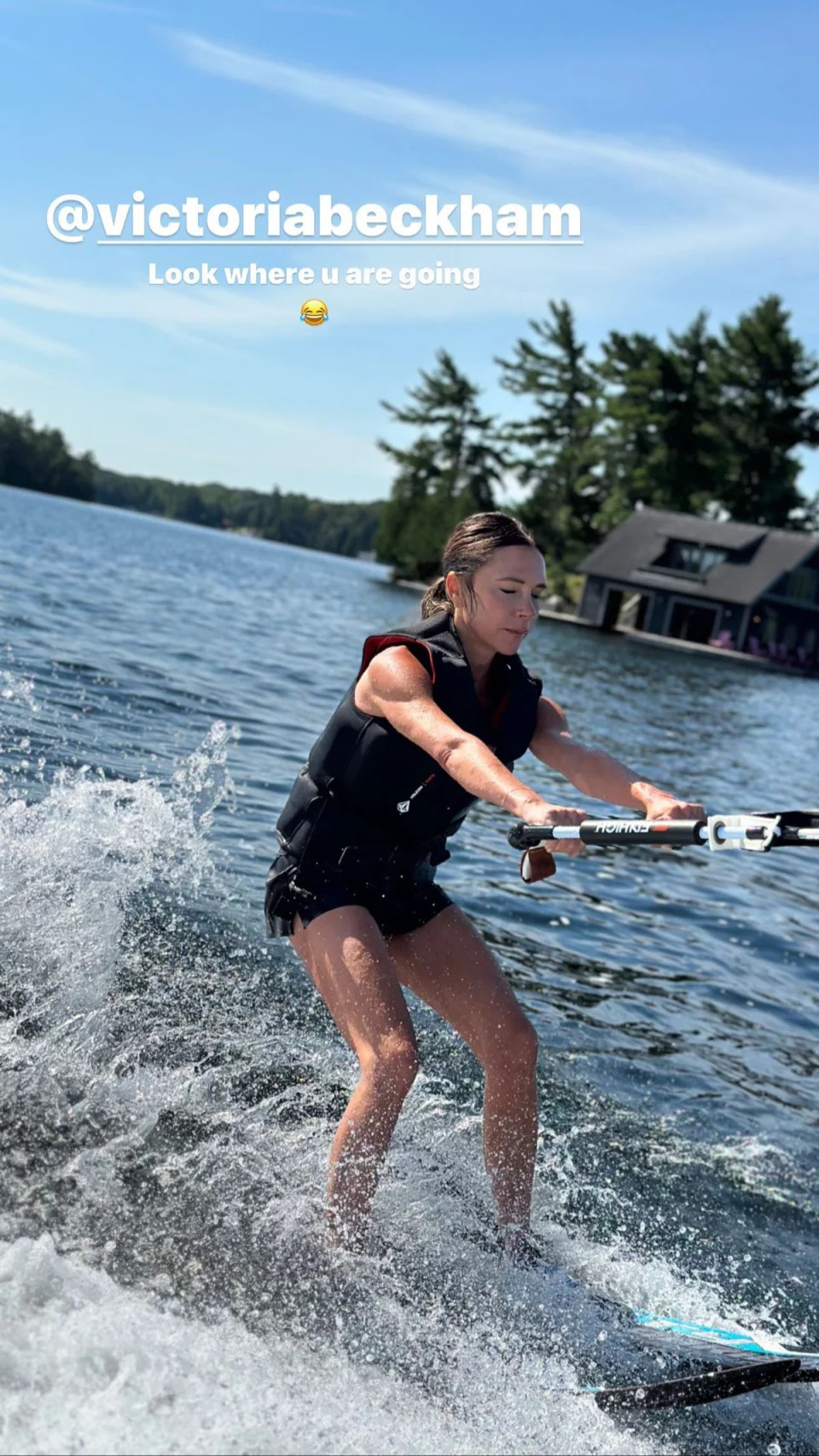 The Beckhams gave water-skiing a go during their sun-soaked break (Instagram)