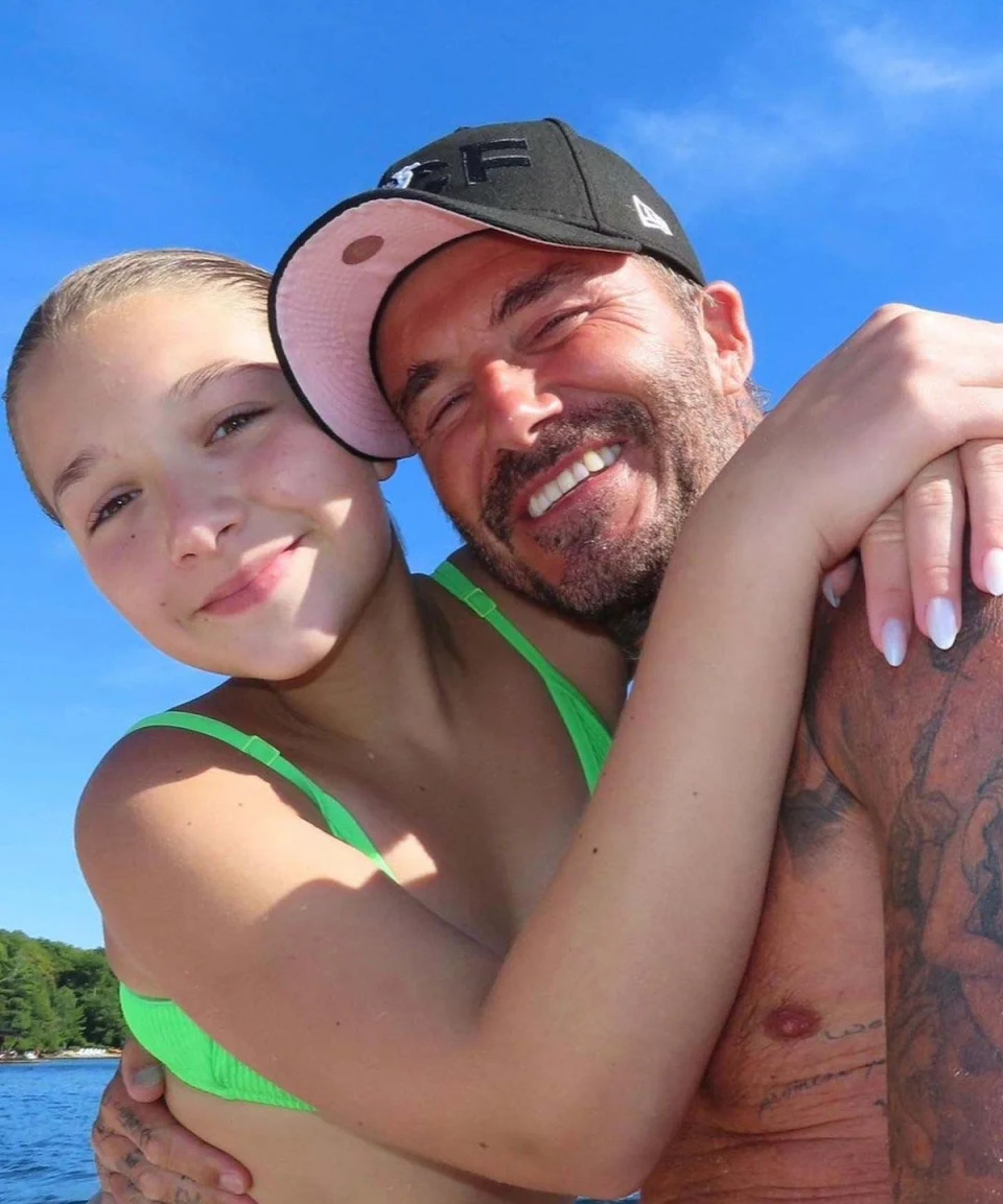 The former football star beamed in a snap with daughter Harper (Instagram)