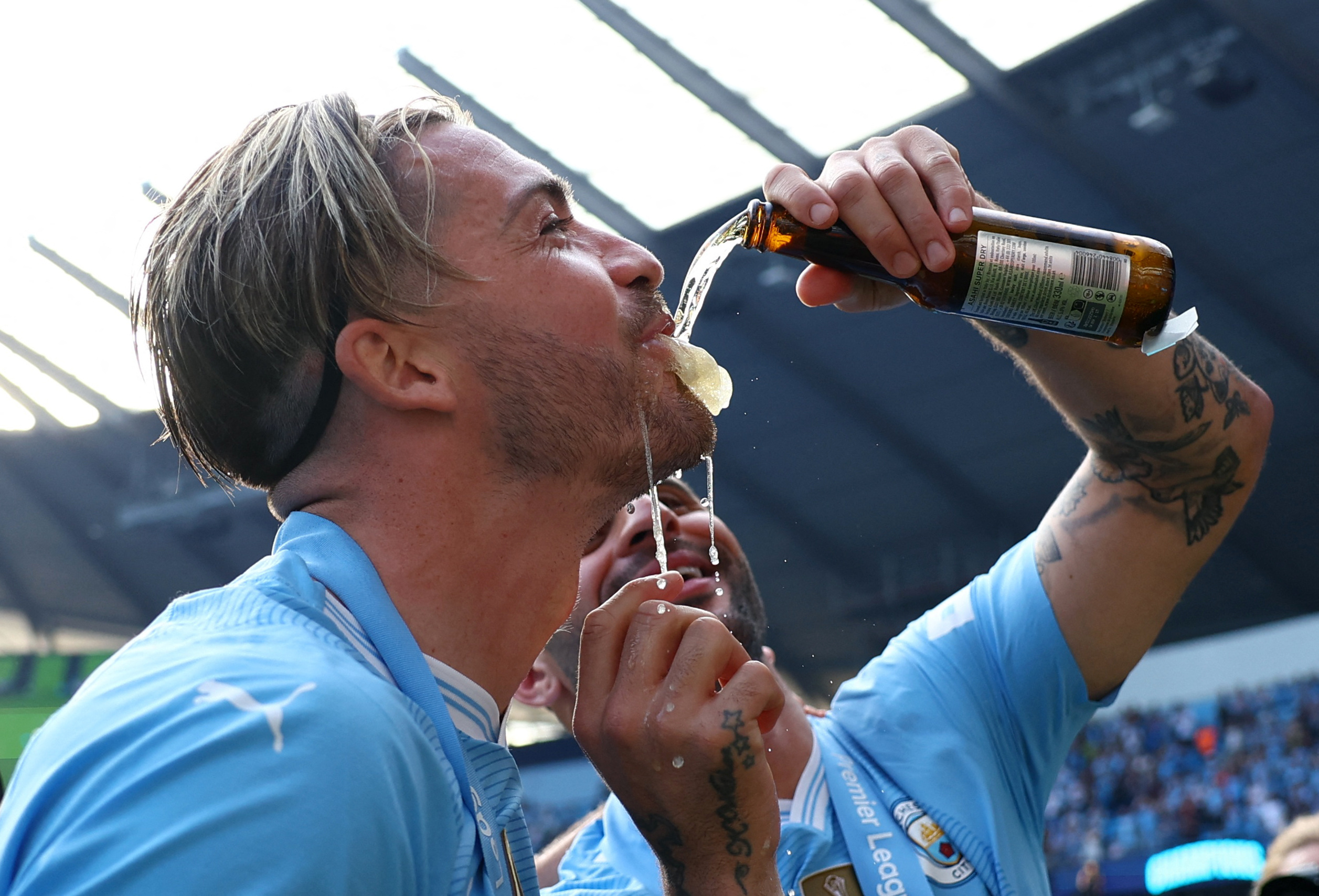 The England international had a beer poured down his throat by team-mate Kyle Walker