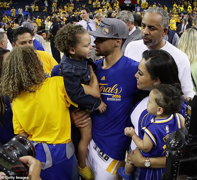 Family strong: The 5ft8in star wed Stephen Curry in 2011 and together they have three children: Riley Elizabeth Curry, Canon W. Jack Curry and Ryan Carson Curry. Seen in 2016