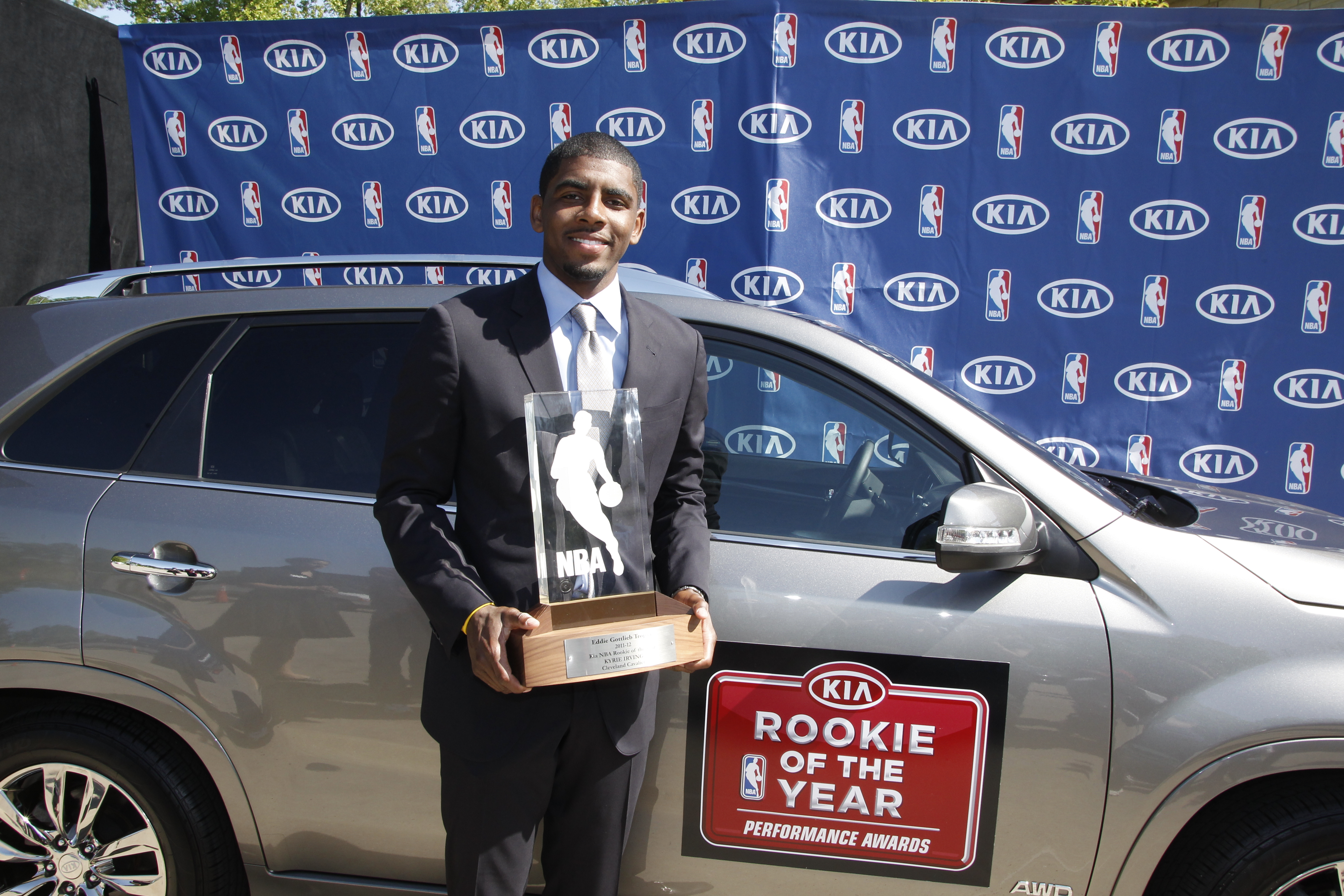 The NBA star received a Kia for winning the Rookie of the Year award