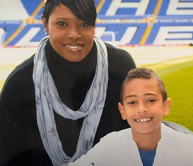 Pictured: Jude Bellingham with his mother during his youth spell at boyhood club Birmingham