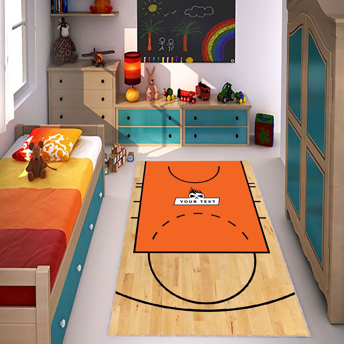 Realistic Basketball Court Rug, Game Rug, Children Play Time, Nursery Room,  Baby