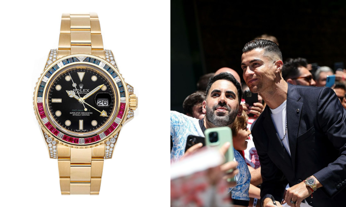 Ronaldo wore a Rolex watch on the day he flew to Germany with the Portuguese team. Photo: Portugal Sports team