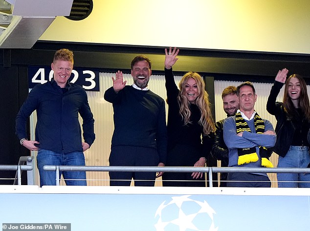 Klopp revealed last month that his wife, Ulla (3rd right), had bought tickets for them to attend