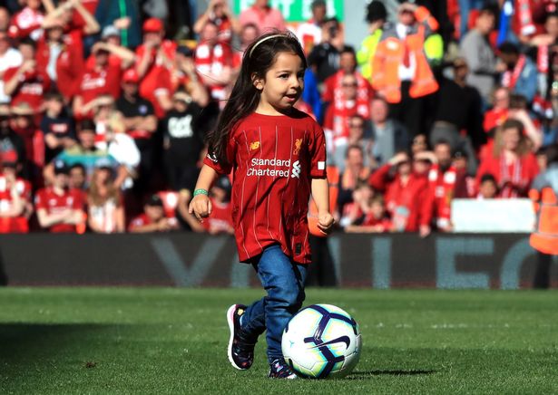 Mohamed Salah's daughter on the pitch after the Wolves game