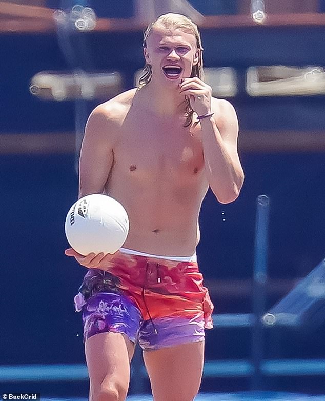 Erling Haaland made the most of his summer break by soaking up the sun in St. Tropez on Sunday.