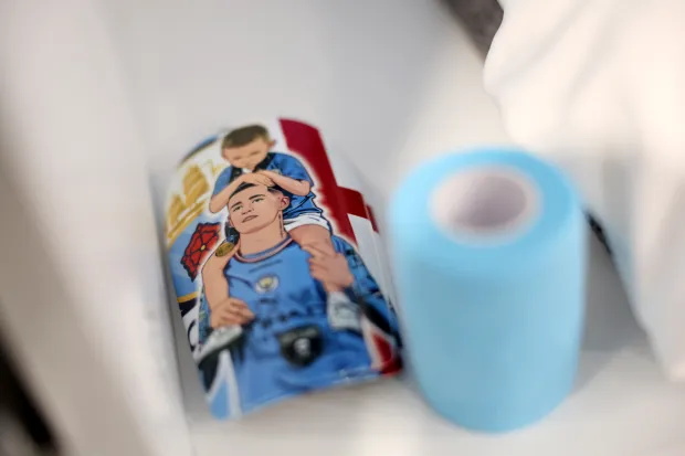 Foden has been wearing these shinpads at the Euros