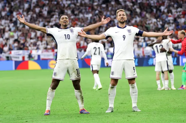 The England man celebrated with captain Harry Kane as they guided the Three Lions to the quarter finals