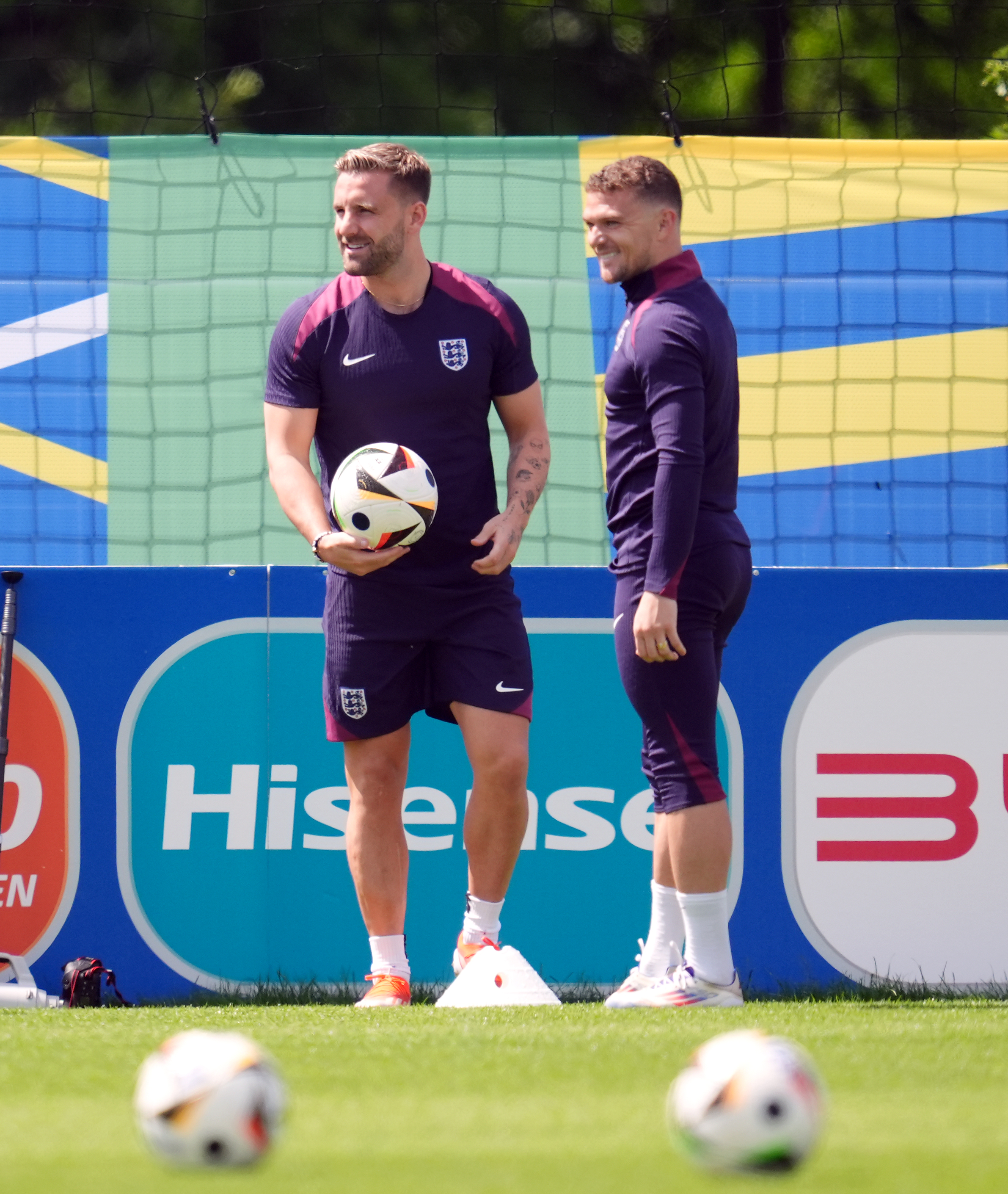 Luke Shaw (left) pictured with Kieran Trippier, returned to training today