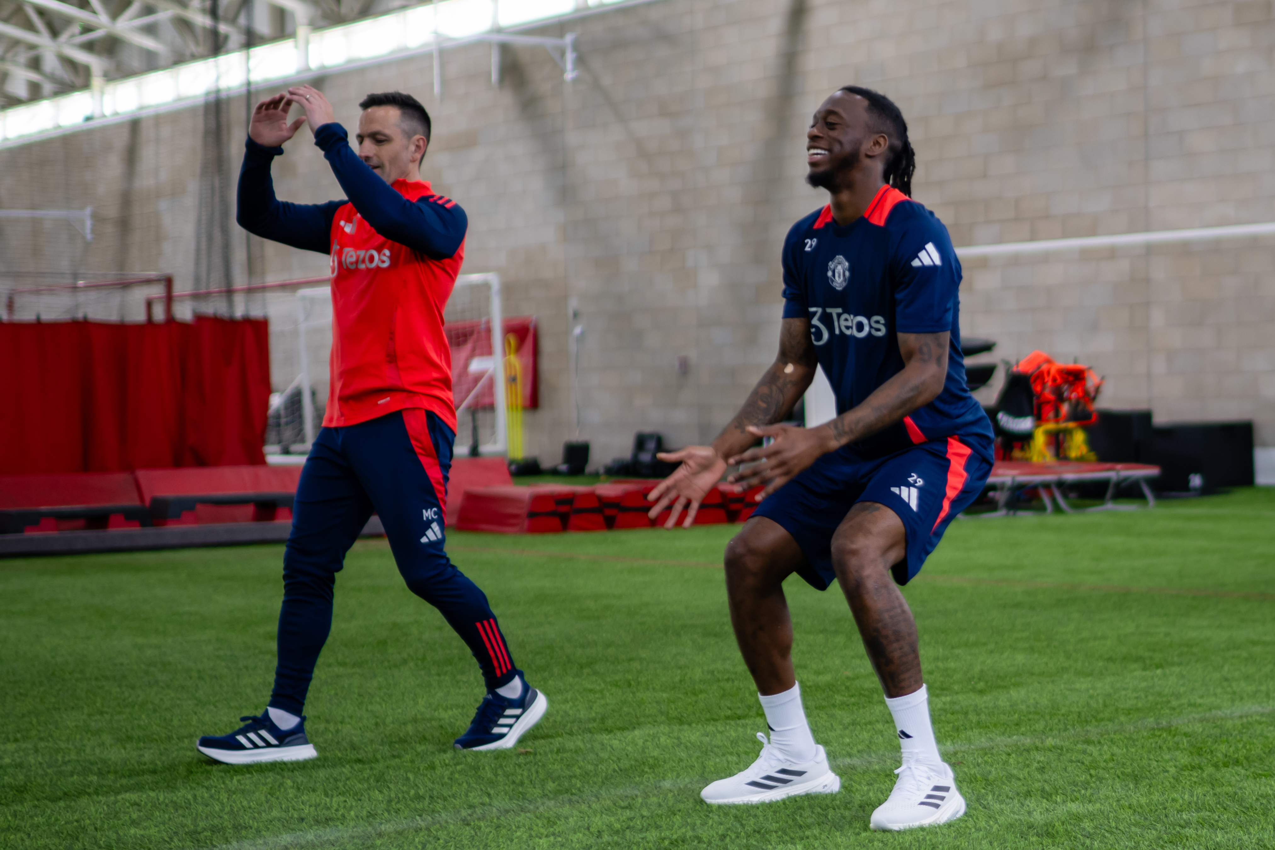 Wan-Bissaka was all smiles at Carrington