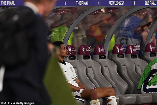 A livid Bellingham looked thoughtful on the bench as Spain players celebrated on the pitch