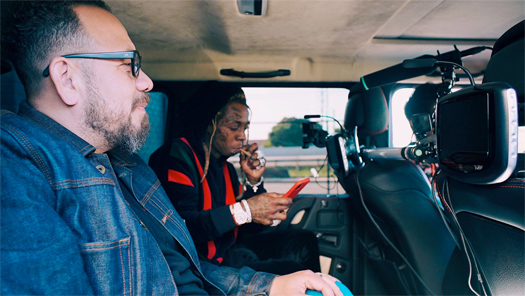 Lil Wayne Films A “Car Test” Episode With Elliott Wilson [Pictures]