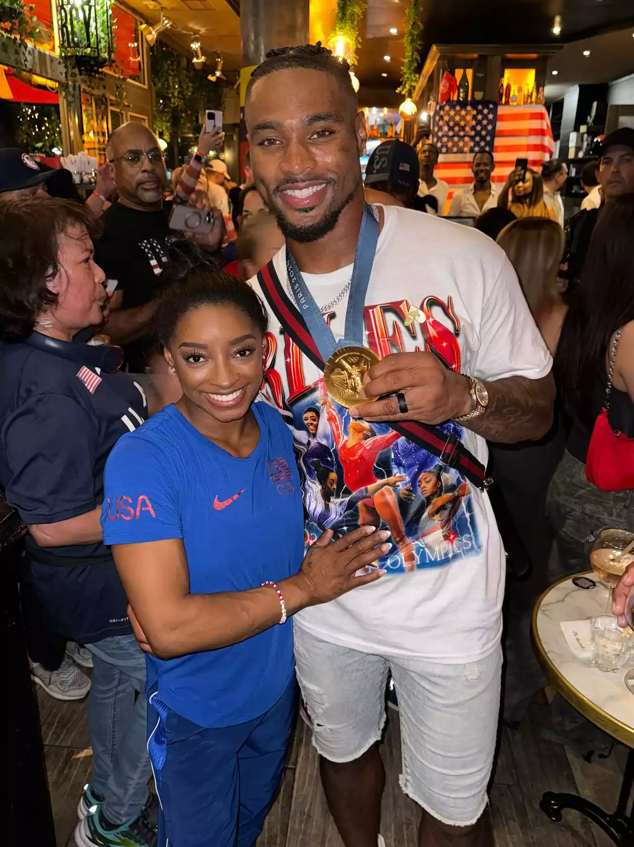 Simone Biles and Jonathan Owens in Paris during the 2024 Olympics