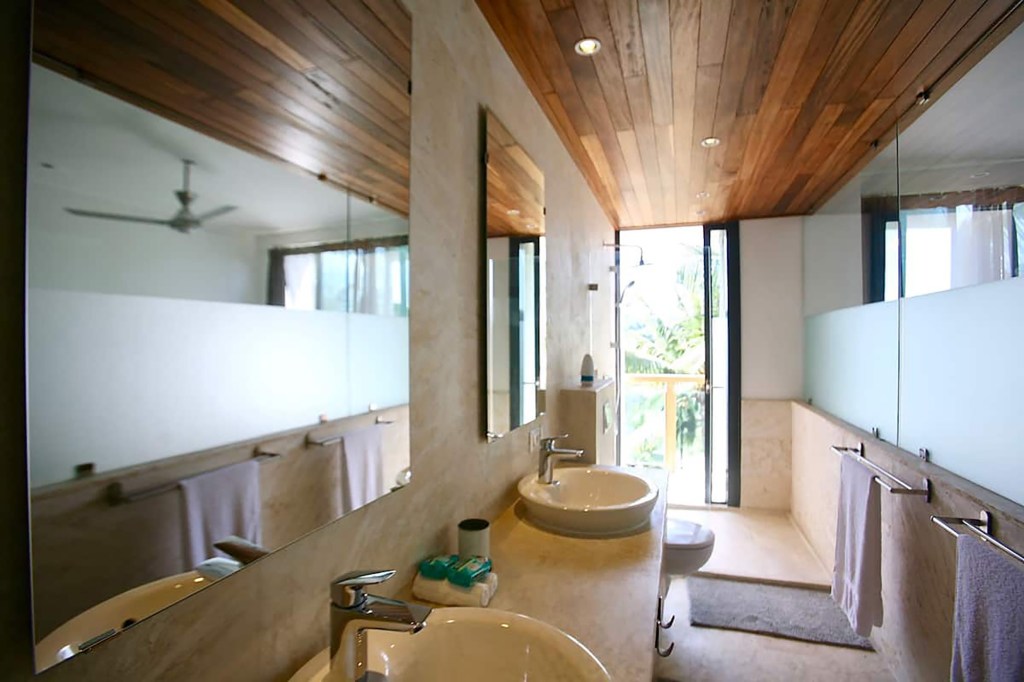 One of eight bathrooms is pictured.