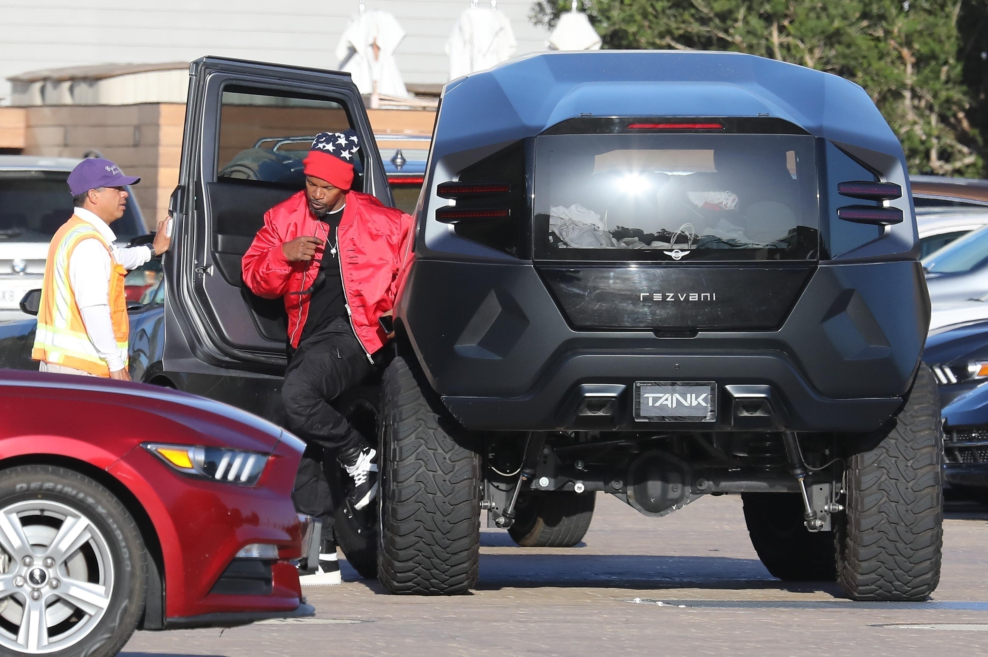  The Hollywood star rocked up to Nobu in Malibu in a Rezvani Tank car worth more than £133,000