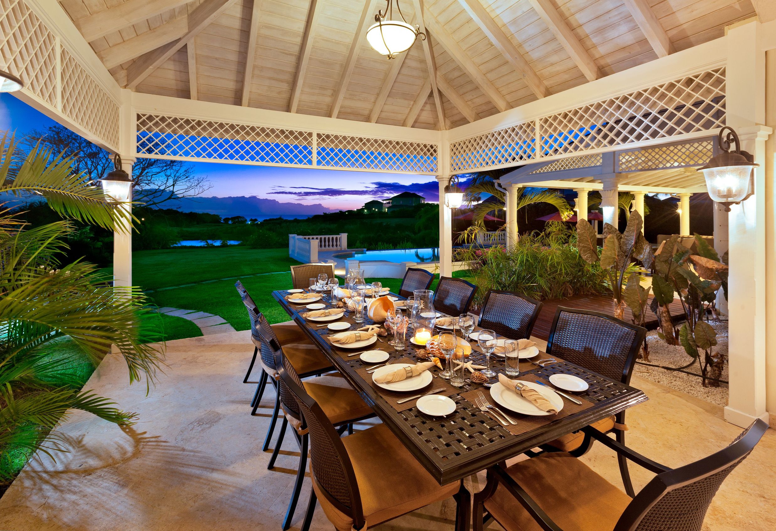  Its outdoor dining area is perfect for entertaining family and friends