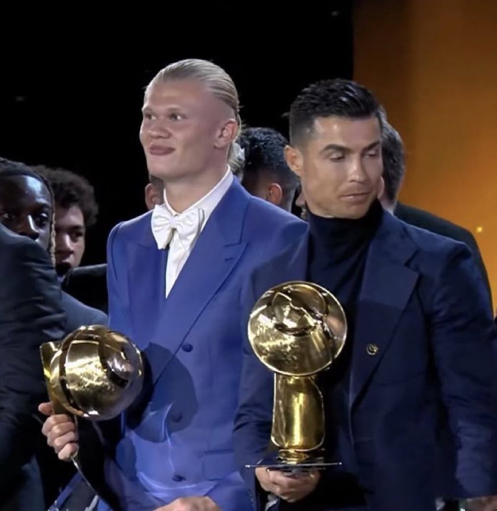 CentreGoals. on X: "Cristiano Ronaldo and Erling Haaland with their awards.   https://t.co/yq6r30tLi4" / X