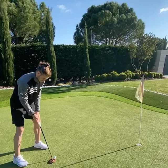 Whenever Bale picks a holiday he makes sure there's a golf course on site