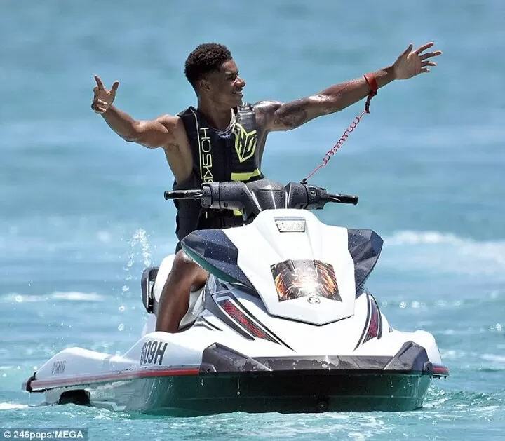 Marcus Rashford unwinds on a jet ski with girlfriend Lucia Loi| All Football