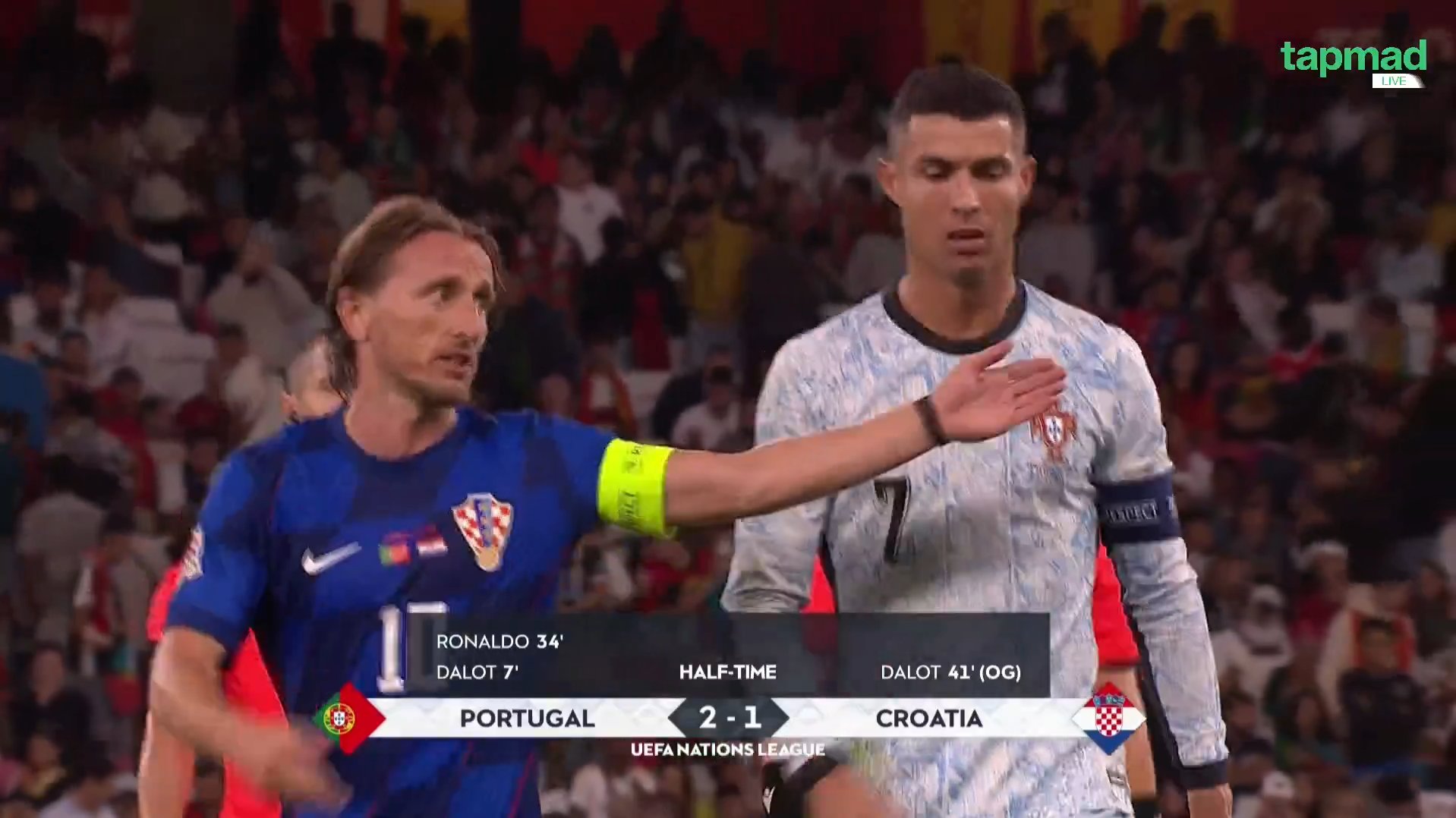 Farid Khan on X: "Cristiano Ronaldo & Luka Modric together. Legends ️  Watch Portugal vs Croatia LIVE on Tapmad right now. It's 2-1 at half-time   #NationsLeague #tapmad #HojaoADFree https://t.co/QFUVH2X2be" / X