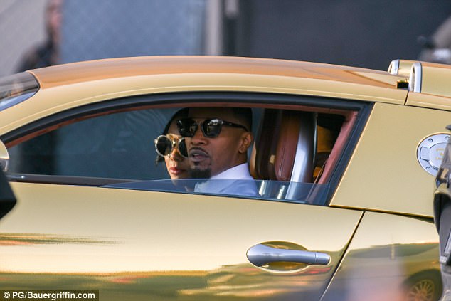 Jamie Foxx pulls up to premiere in gold Bugatti Veyron | Daily Mail Online