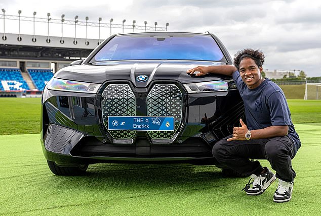 Endrick looked giddy as he was rewarded with a BMW i7 M70 xDrive in his first year at Madrid