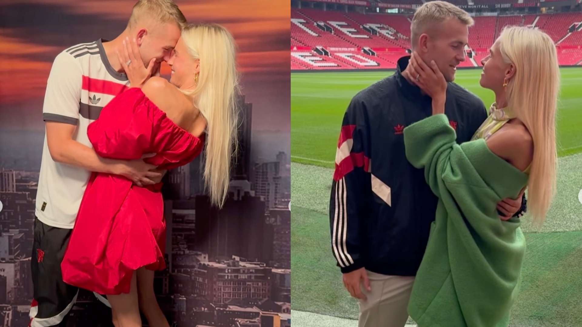 United in love! Matthijs de Ligt and wife Annekee Molenaar can't take their hands off each other at Old Trafford as model shares romantic photos from £43m star's Man Utd signing |